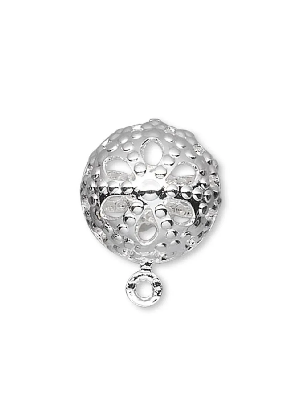 Lacy Sterling Silver Plated Domed 10mm Filigree Stud Post Earring Findings 4 pcs